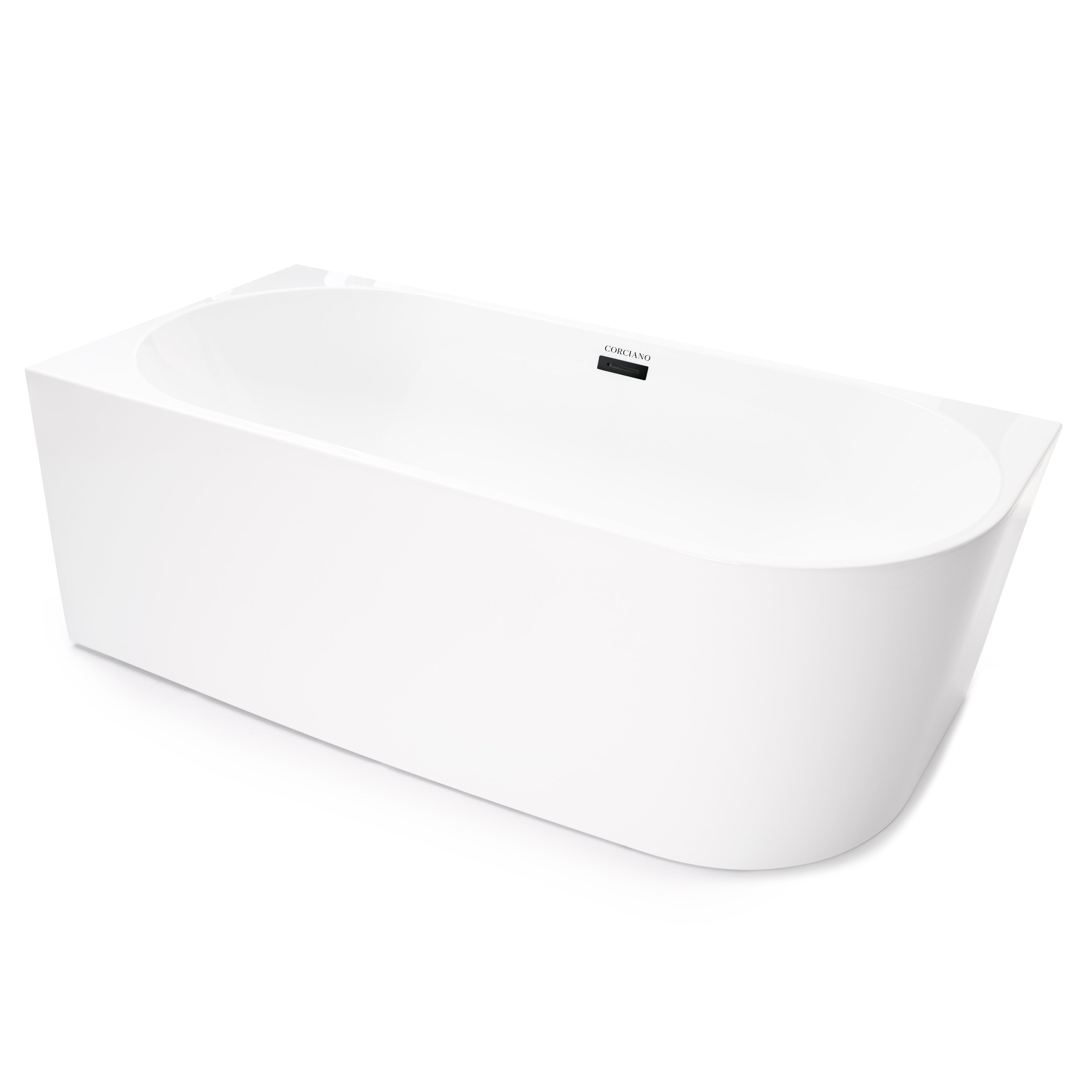 "Wanna wolnostojąca przyścienna NAROŻNA CRETE LEWA 170 x 80 cm biała system przelewowy AKCESORIA CZARNE (KOREK I PRZELEW)"