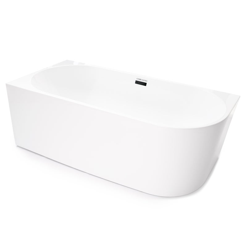 "Wanna wolnostojąca przyścienna NAROŻNA CRETE LEWA 170 x 80 cm biała system przelewowy AKCESORIA CZARNE (KOREK I PRZELEW)"