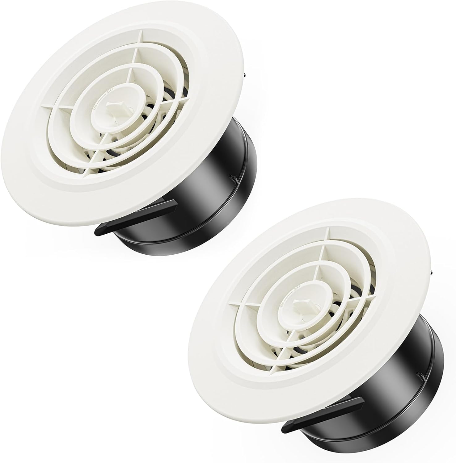 Lot De 2 Grilles D'Aération Rondes Universelles – Style Bouton Réglable – Pour Camping-Car, Bus, Yacht Et Caravane – Noir/Argenté Ø87mm