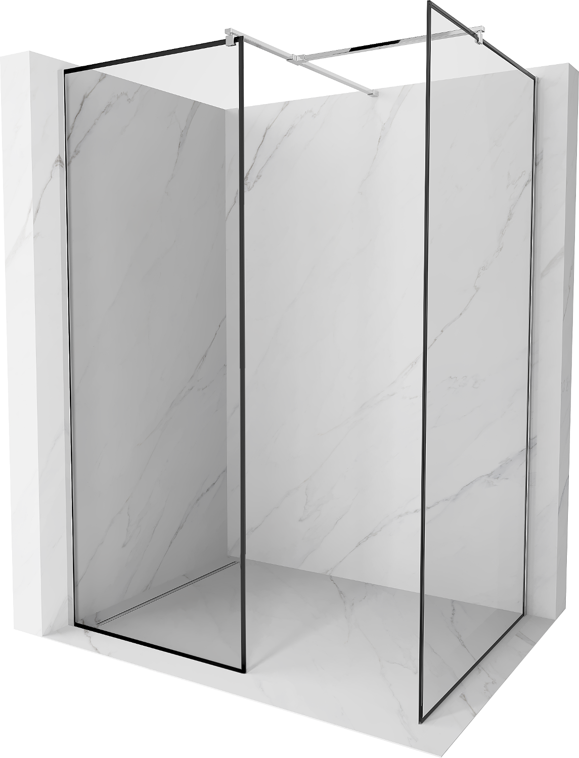 Mexen Kioto ścianka prysznicowa Walk-in 160 x 110 cm, czarna ramka, chrom - 800-160-202-01-70-110