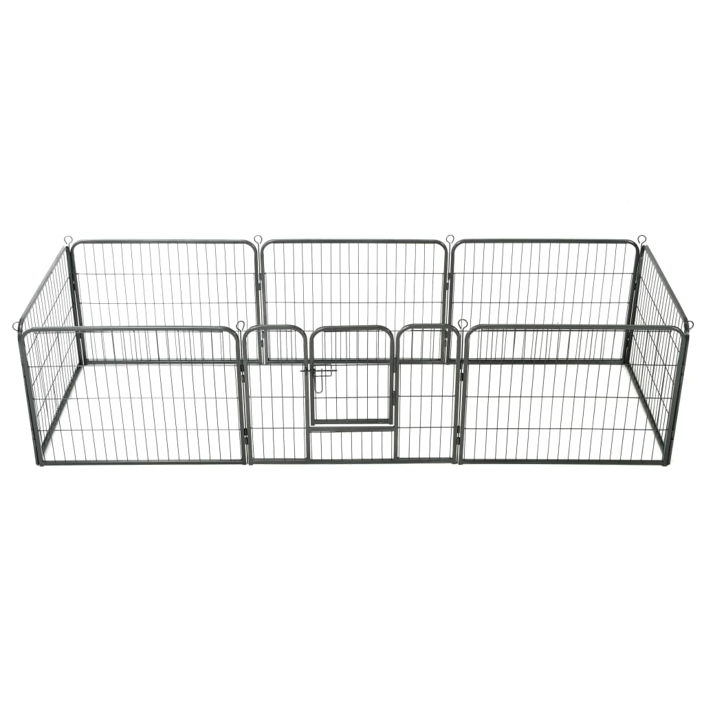 Box per Cani | Canile Cani con 8 Pannelli in Acciaio 60x80 cm Nero ...