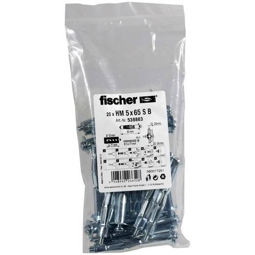 Fischer 20x Kołek metalowy do pustych przestrzeni HM 5 x 65 S B w torebce - 538883