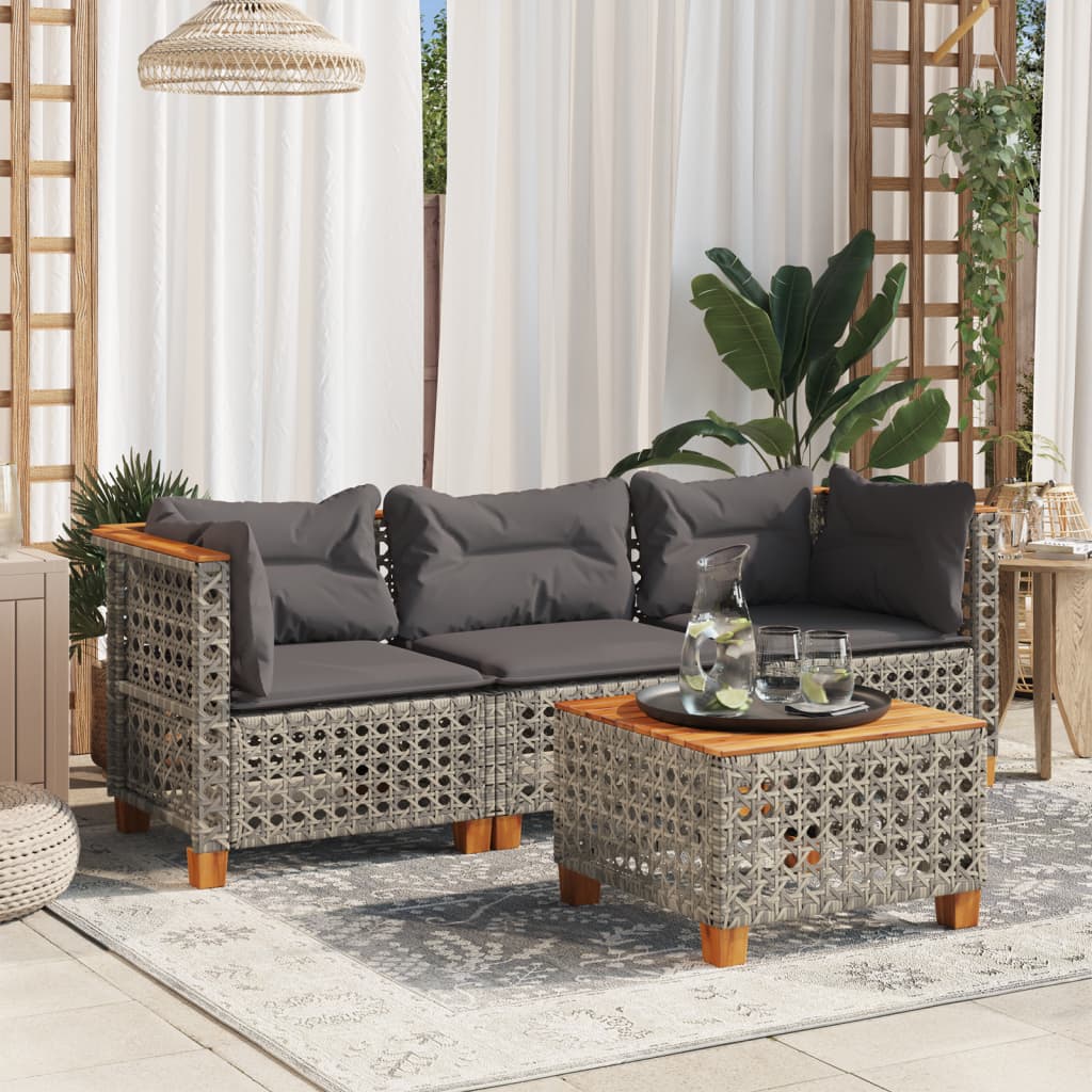 3-osobowa sofa ogrodowa z poduszkami, szara, polirattan vidaXL