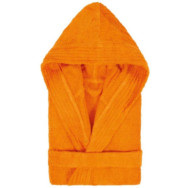 Peignoir à capuche enfant PURE coton 6 ANS orange