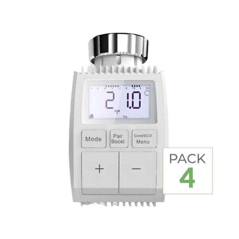 Pack de 4 - Tête Thermostatique Connectée Universelle avec Ecran LCD - SILUMEN - 2