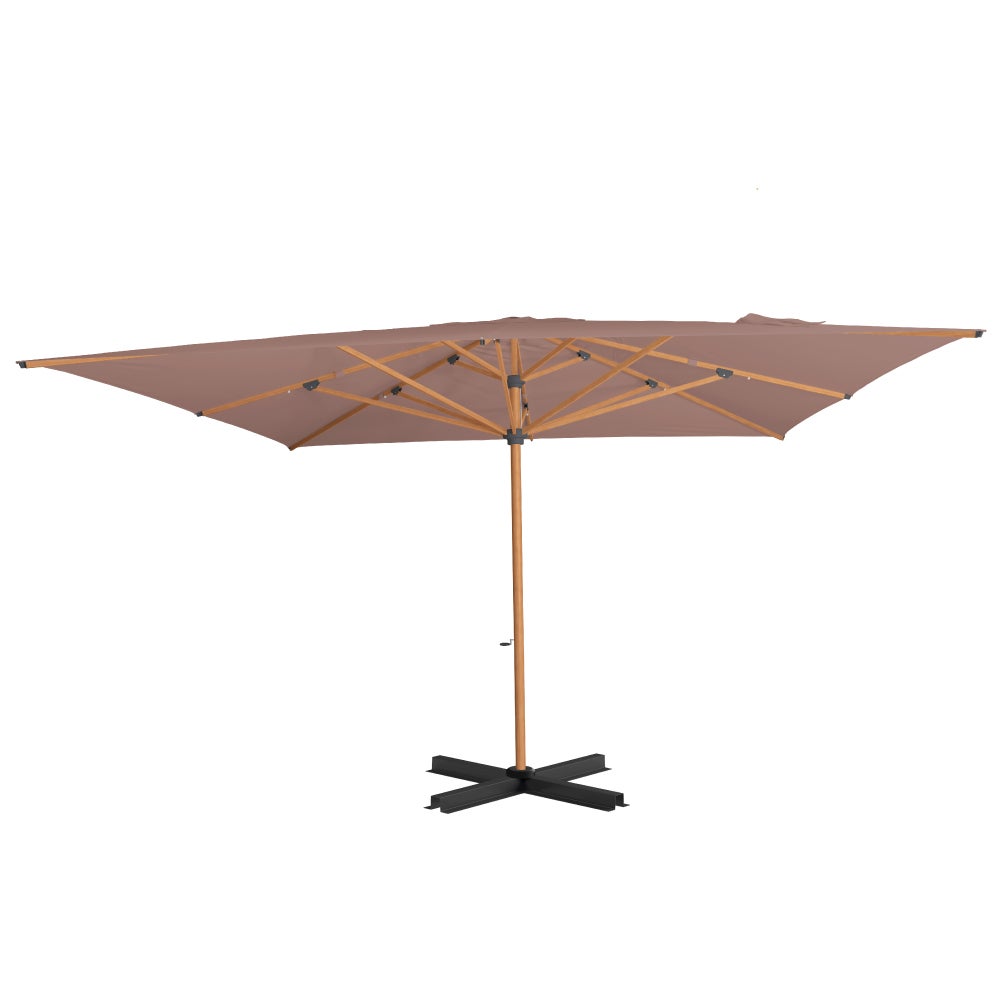 IASO Basics Sintra – Parasol carré 4x4, toile couleur terre cuite, structure effet bois - 2