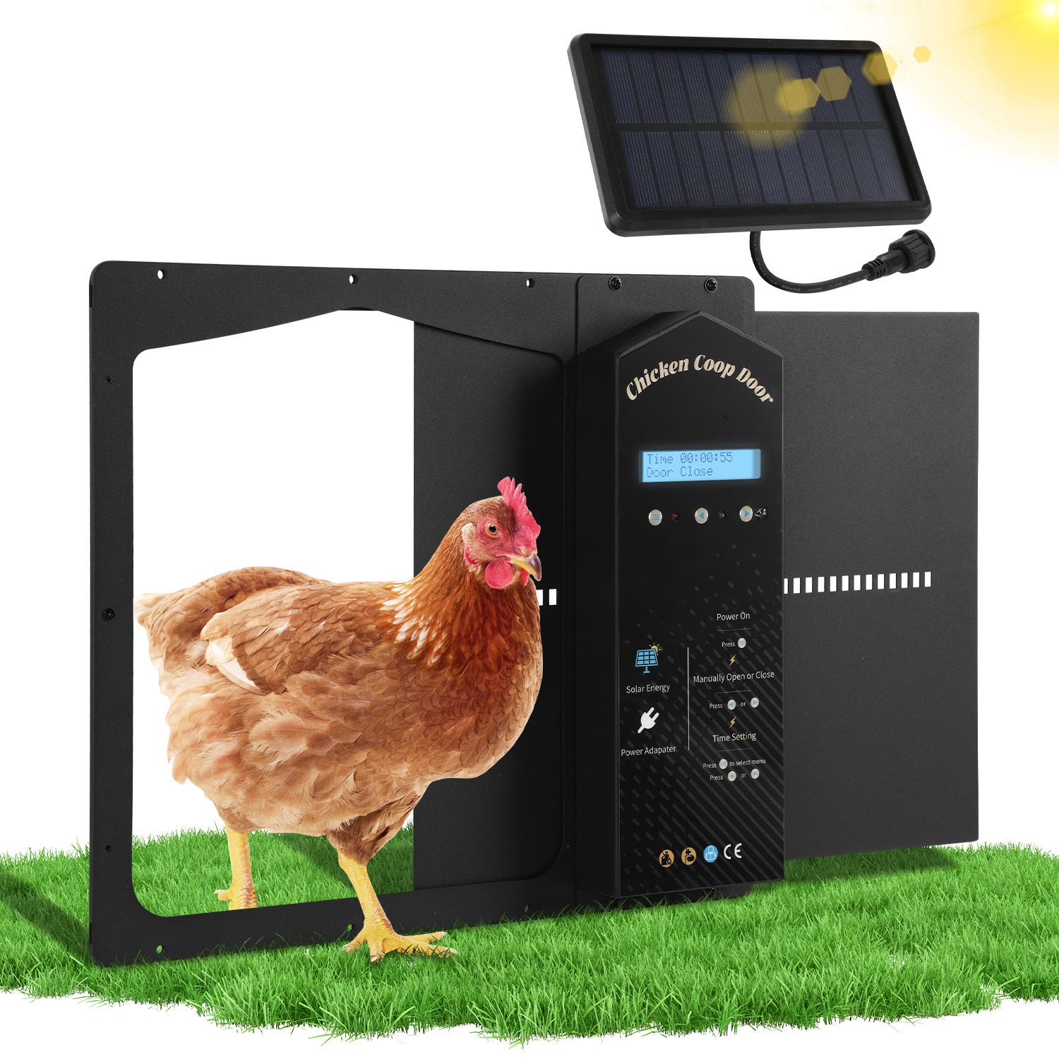 Okkobi Porte Automatique Poulailler Solaire - Ecran LCD - Télécommande, capteur de lumière et minuterie - Sécurité et tranquillité d'esprit : Fonction Anti-pincement - Protection 5 Ans - Noir - Bricolage Okkobi Porte Automatique Poulailler Solaire - Ecran LCD - Télécommande, capteur de lumière et minuterie - Sécurité et tranquillité d'esprit : Fonction Anti-pincement - Protection 5 Ans - Noir - Bricolage