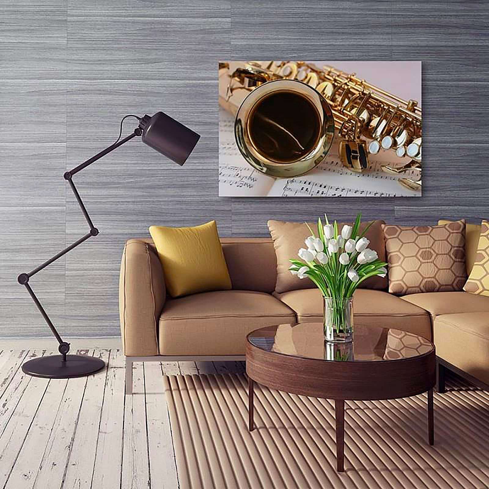 Tableau notation saxophone sur la feuille - 50 x 40 cm - 5