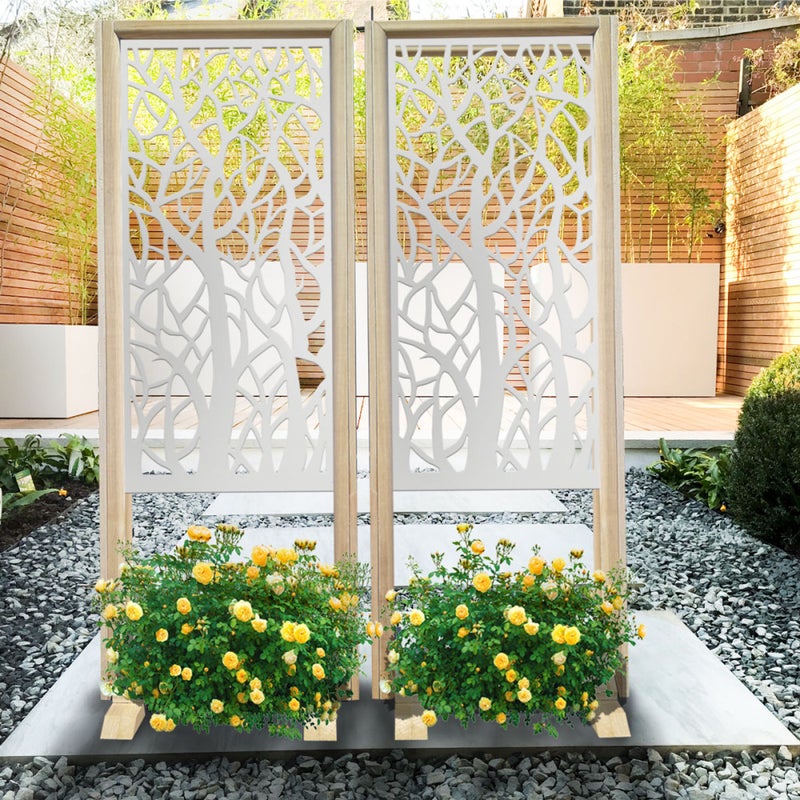 FOREST - Ścianka działowa - wolnostojąca ścianka modułowa - 70x190 cm - wykonana z drewna i PVC, kolor wewnętrzny BIAŁY