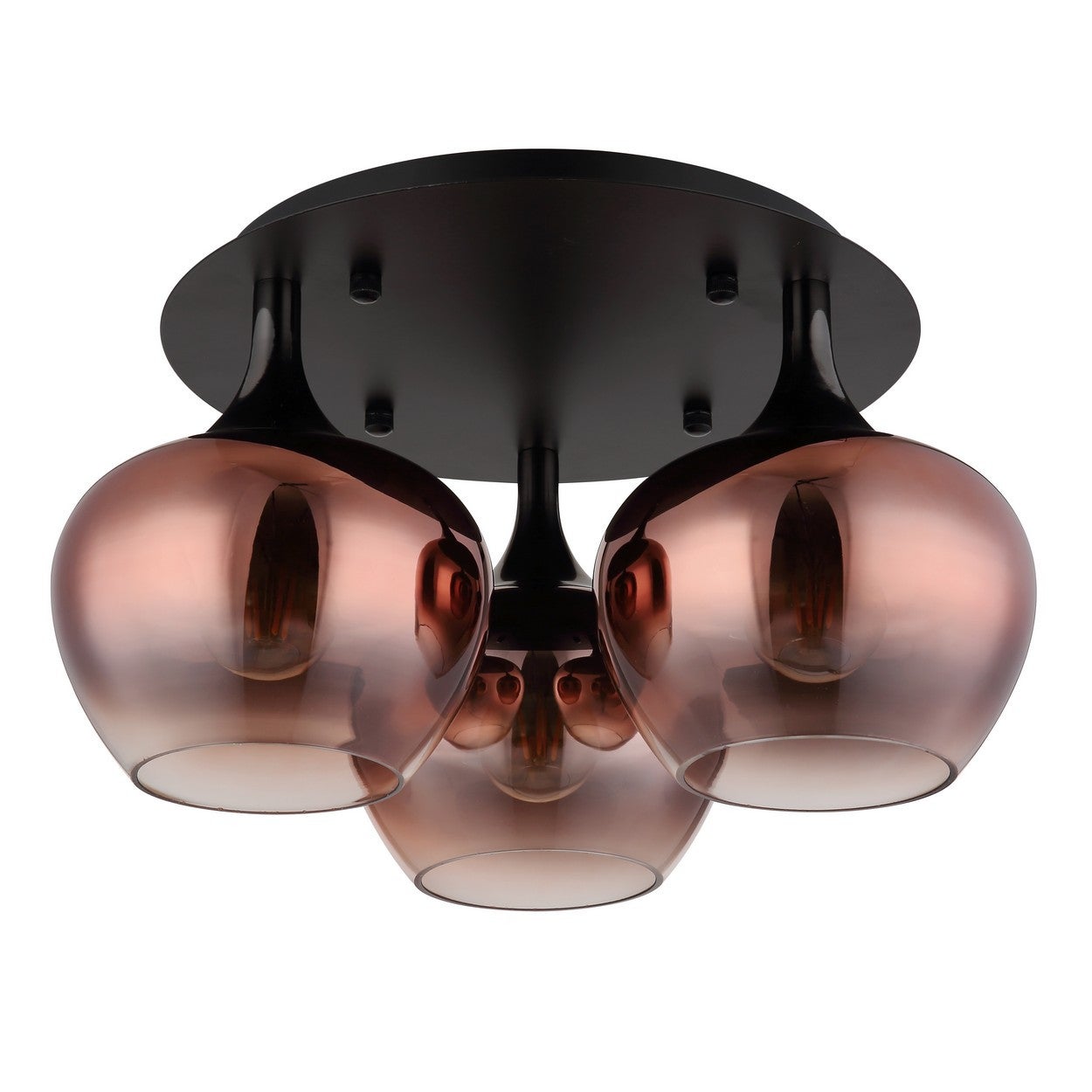 Globo Maxy Plafonnier Globe en verre noir mat cuivré, 3 ampoules E27 - 2