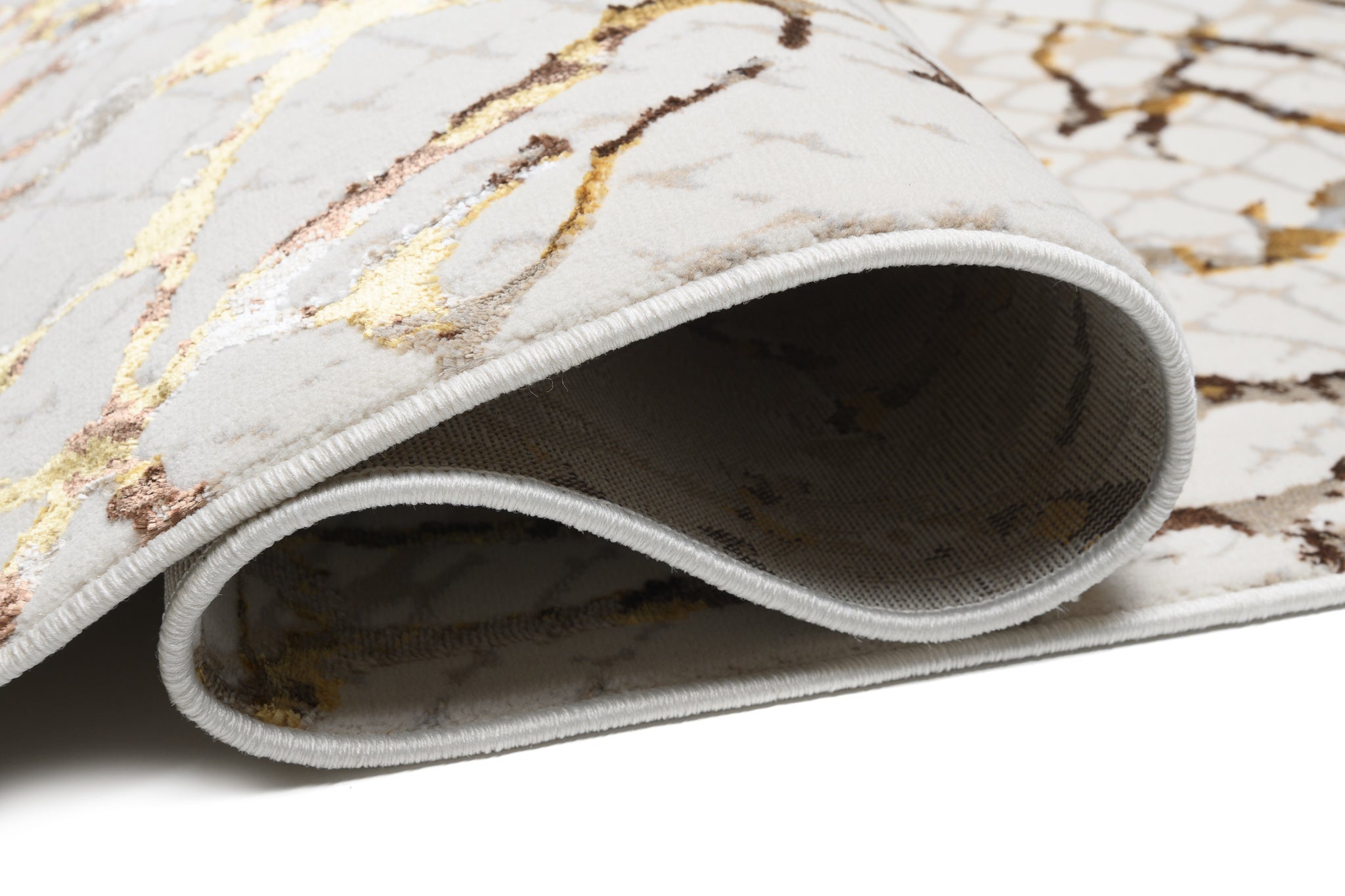 TAPISO Golden Tapis de Salon Moderne Beige Or Crème Marron Moucheté Motif Peau de Serpent Doux Poil Court 140 x 200 cm - 8