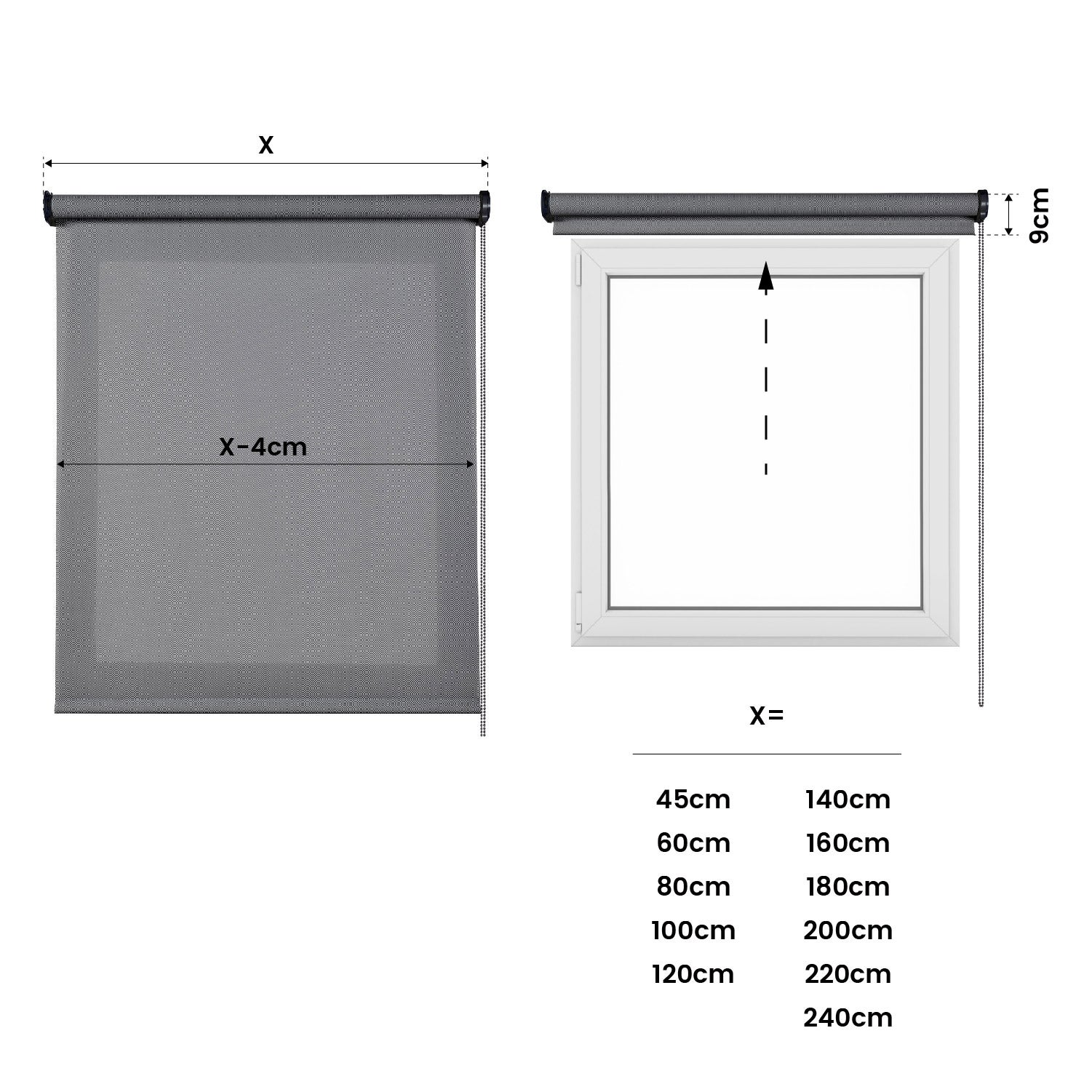 Estore rolo Screen Plus tubo 38 mm - proteção solar e térmica Cinzento escuro 180x250 cm - 6