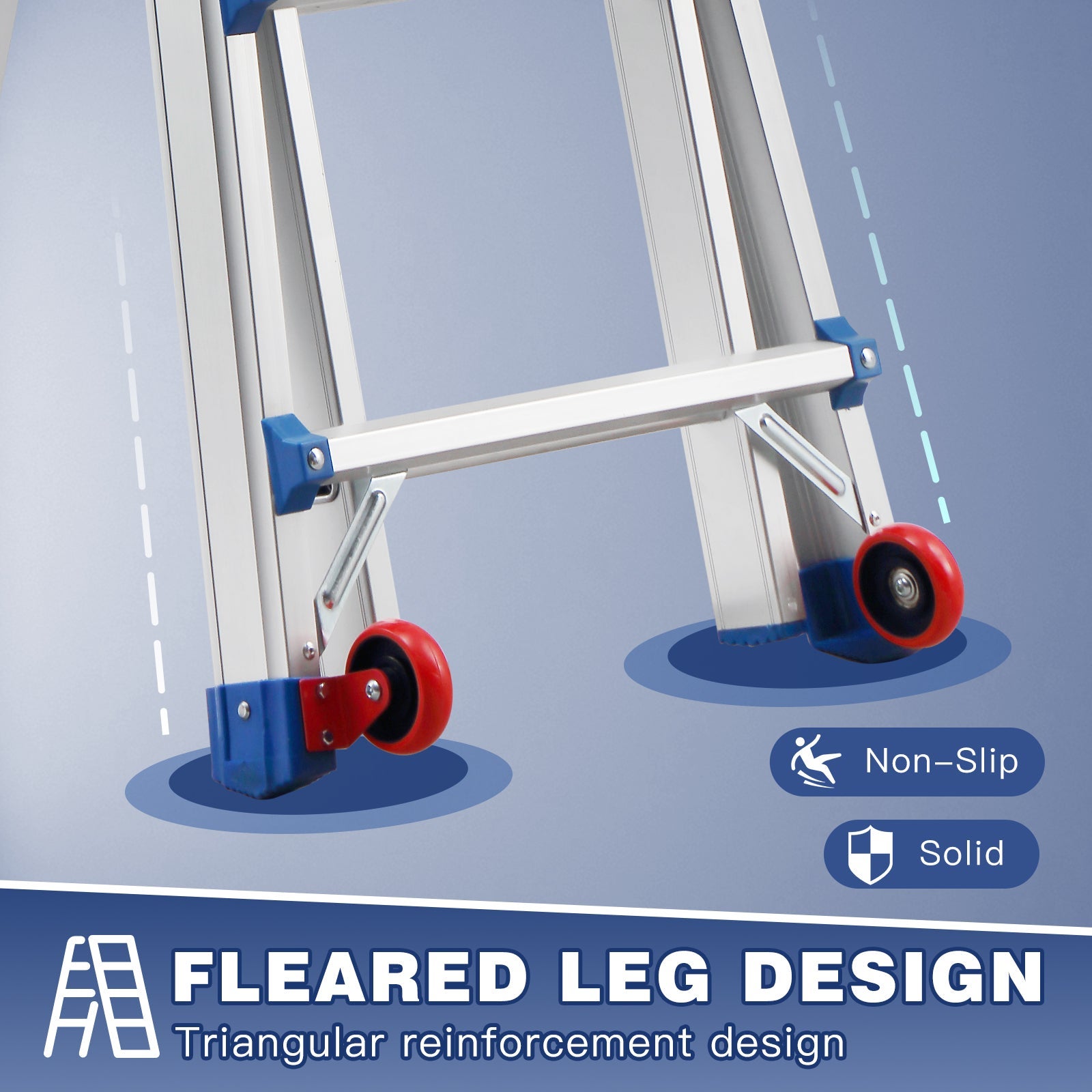 TEENO Echelle Telescopique 5,1m, Échelle Télescopique en Aluminium, Escabeau 5x5 Marches, Marchepieds Escamotables - 4