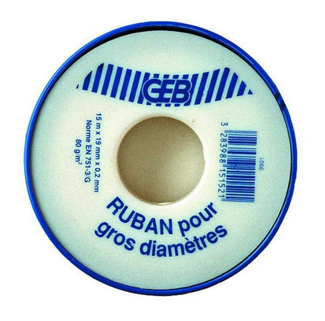 Ruban téflon ep.0.2 x l.19 mm x l.15 m GEB