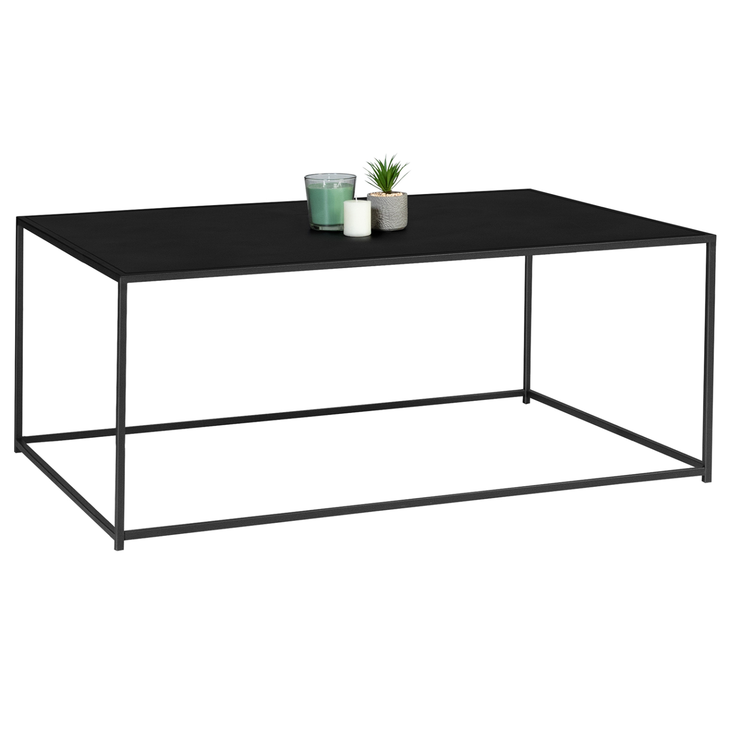 Table basse rectangulaire DAVIS 113 cm en métal noir mat design industriel - 2