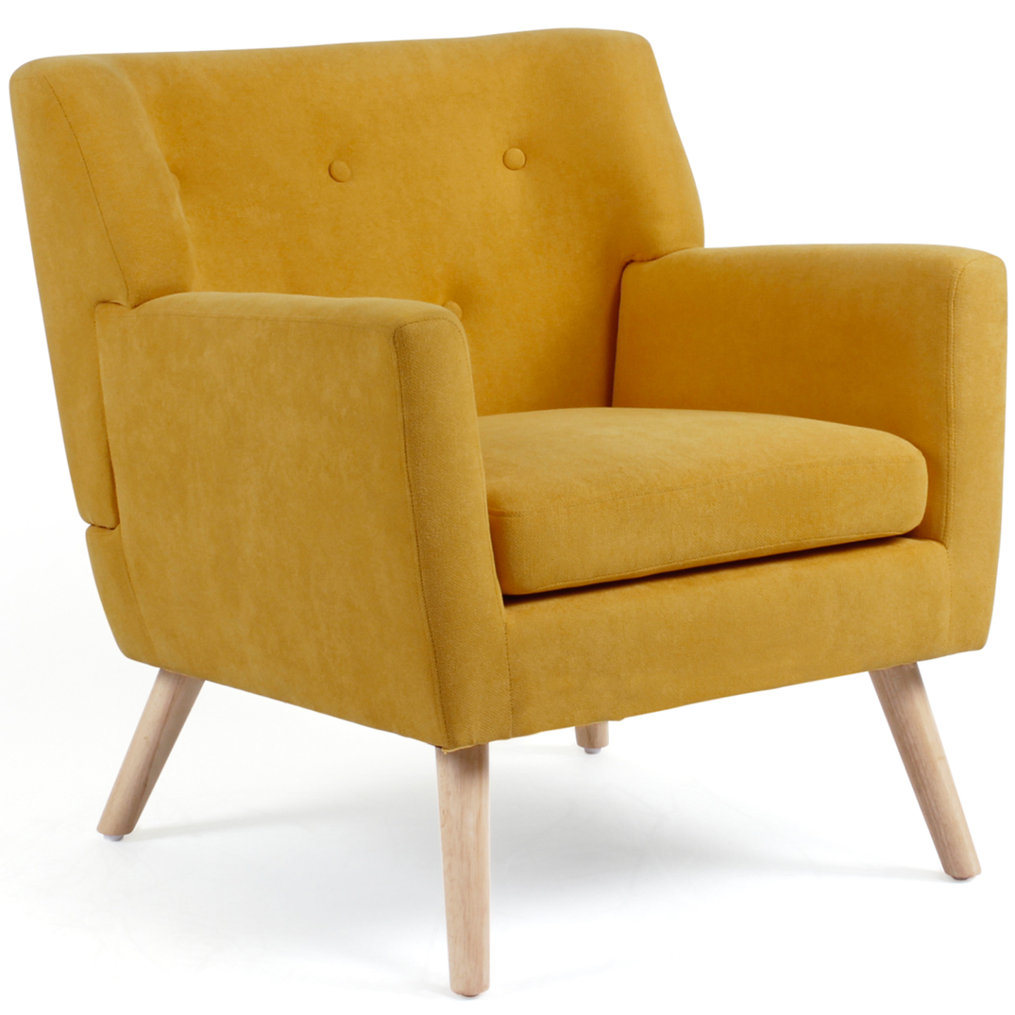 Fauteuil scandinave LIV en tissu jaune moutarde - 2