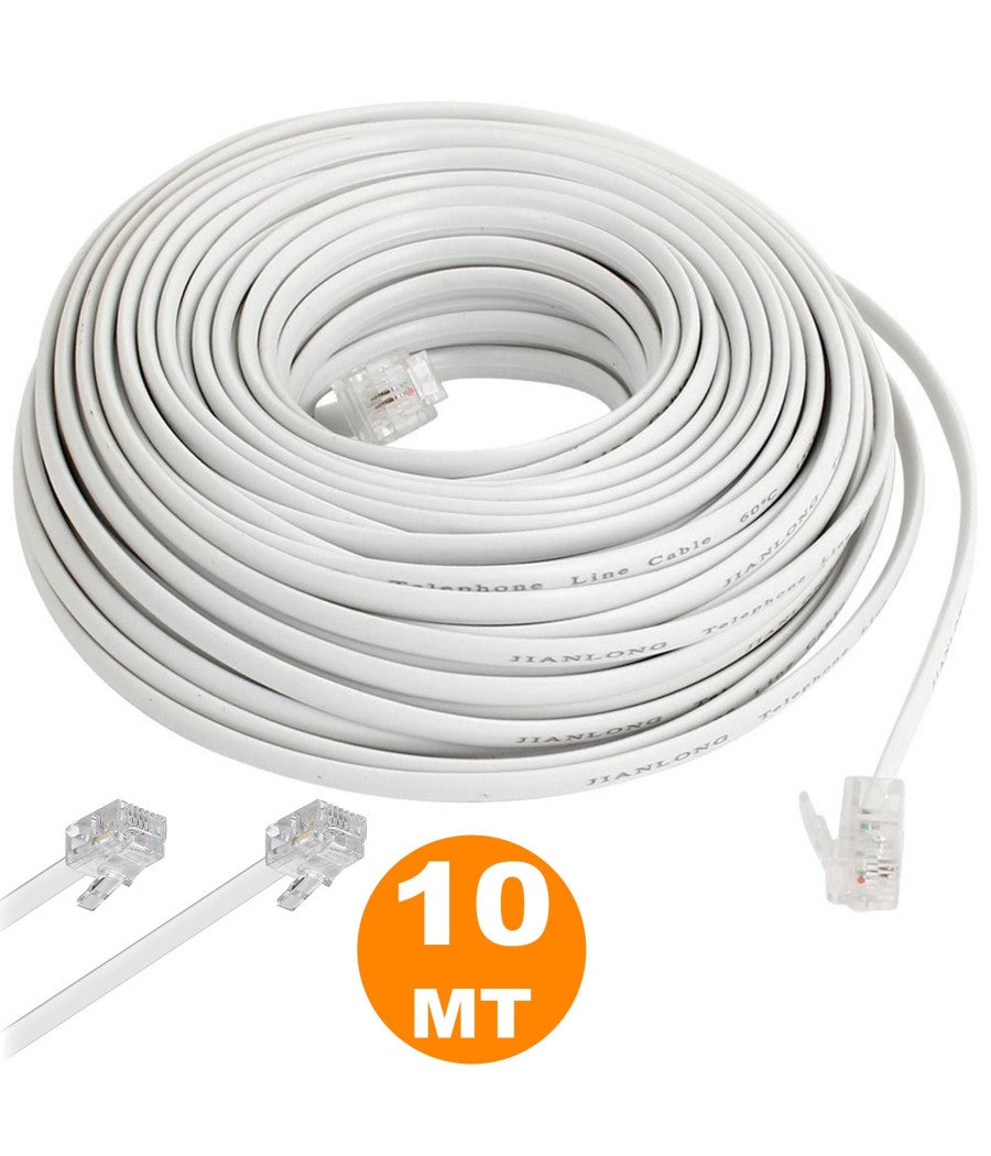 Trade Shop - Cavo Telefonico Mt 10 Metri 10 Rj11 Modulare Telefono Modem Plug Adsl - - 2