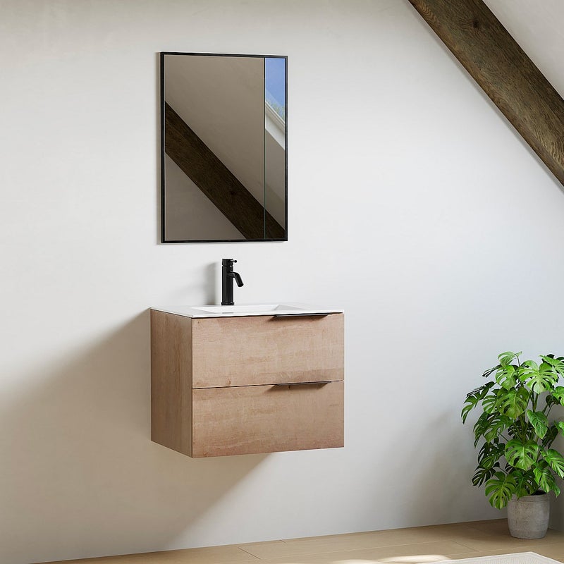 Szafka łazienkowa wisząca - Jasny naturalny kolor - 60 cm - NISAYA