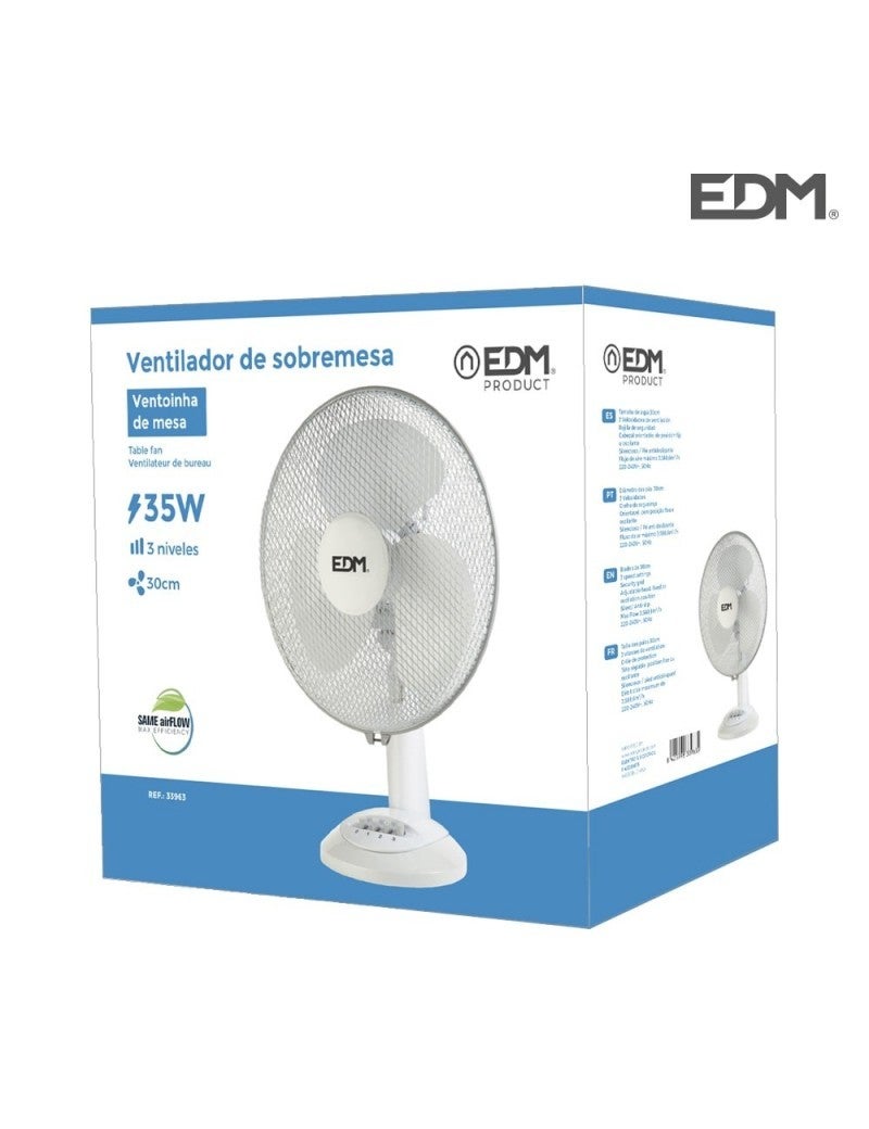 Ventilatore da tavolo bianco 35W Pale 30 cm - EDM - 2