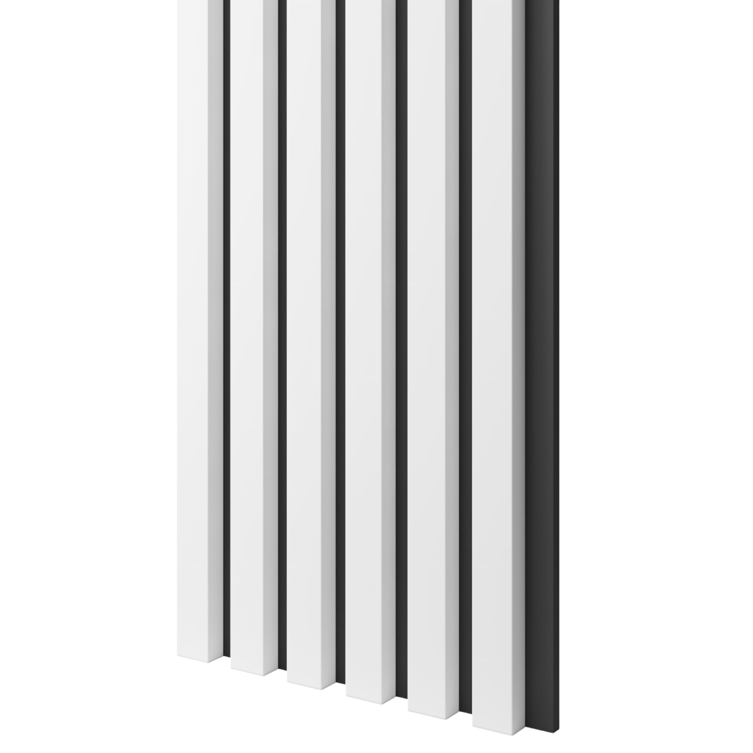 Lamele slim na czarnej płycie MDF LAMELE3D - Biały Mat