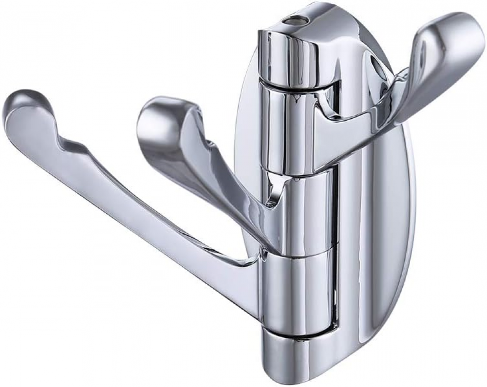 Naścienny wieszak na płaszcze i kapelusze z 3 solidnymi, składanymi i obrotowymi metalowymi ramionami do łazienki, kuchni lub garażu (chrom)