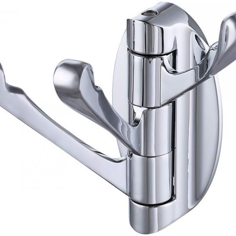 Naścienny wieszak na płaszcze i kapelusze z 3 solidnymi, składanymi i obrotowymi metalowymi ramionami do łazienki, kuchni lub garażu (chrom)