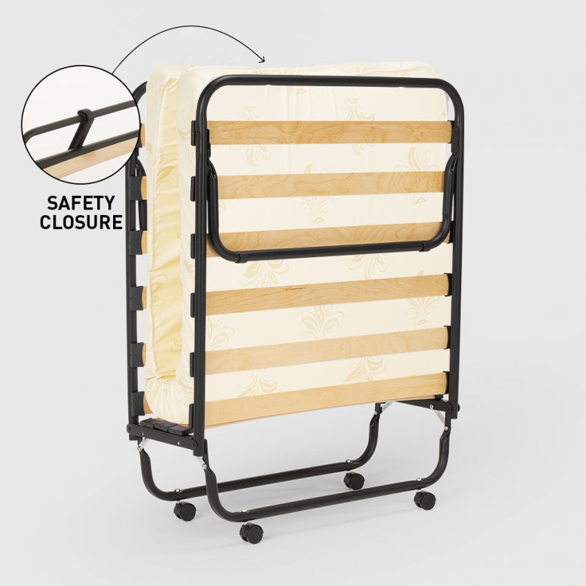 Brandina letto pieghevole con doghe e materasso 80x180cm in microfibra Apollo - Beige - 6