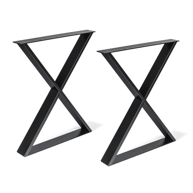 REI | Lot de 2 X pieds pour tables | 580 x 80 x 712 mm | Fabriqué en acier | Finition Poro Noir | Fixation par vis | Supporte jusqu'à 250 kg