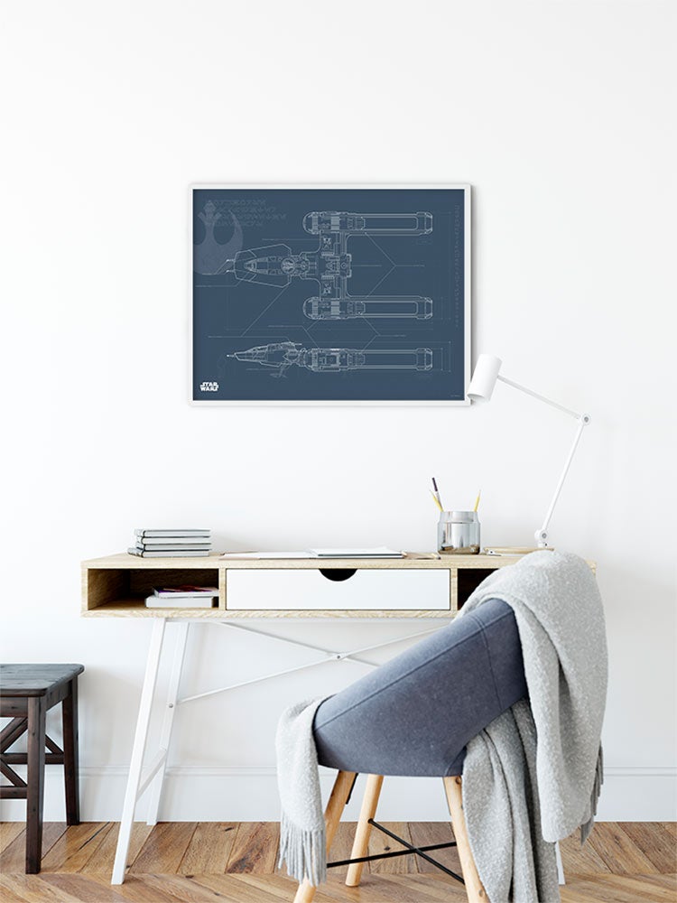 Poster d'art de Komar - Star Wars EP9 Blueprint Y-Wing - Taille: 70 x 50 cm - 5