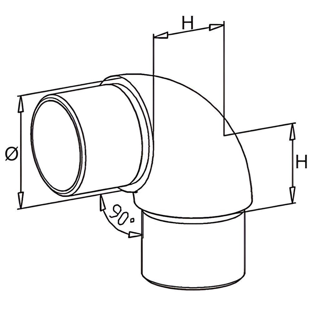 2 x Raccord 90° arrondi pour tube Ø42,4 x 2 mm - Inox 316 - 3