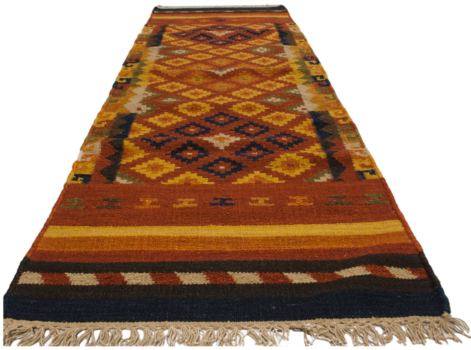 Oryginalny bawełniany kilim siwy 200x60 cm - Galeria Farah1970