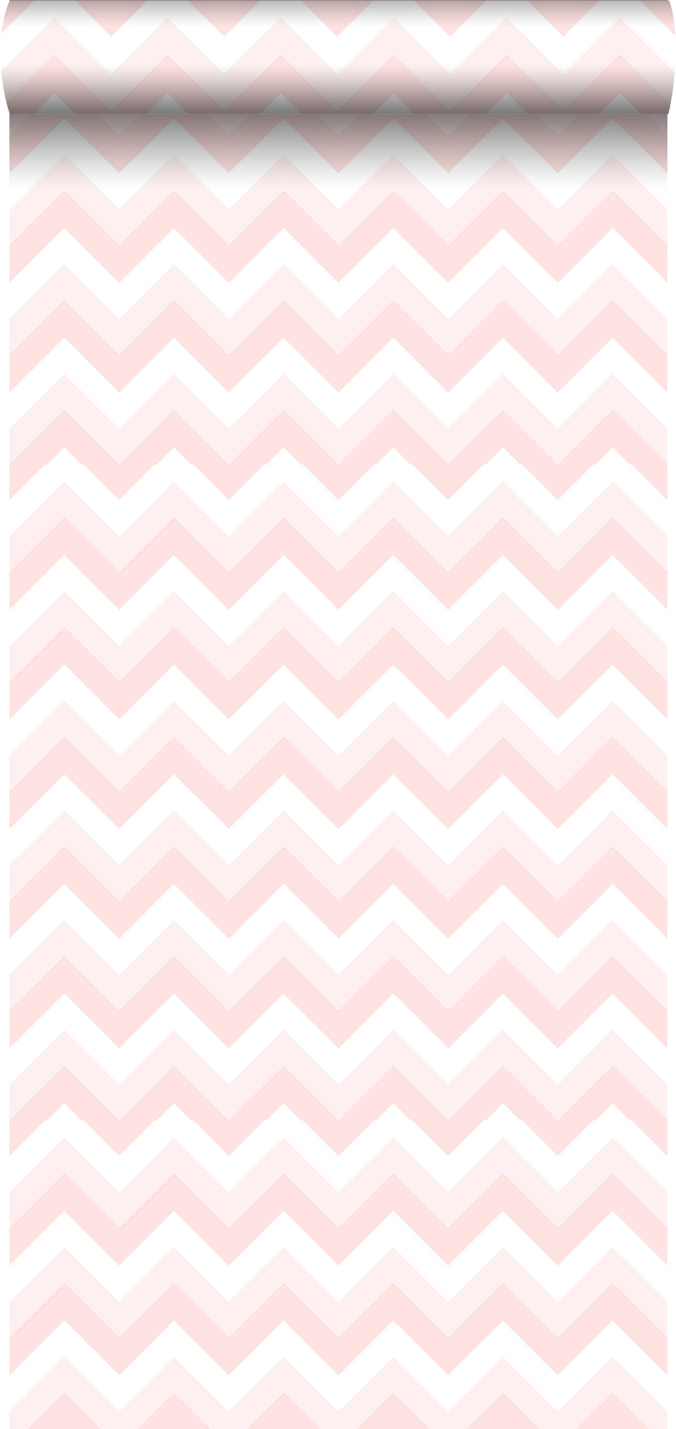 Papel pintado zigzag chevrons rosa suave y blanco - 53 cm x 10,05 m - estahome