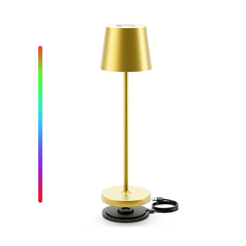 Luksusowa nowoczesna lampka nocna, kreatywna i modna, ściemnialna lampa stołowa USB, ładowana, kolor złoty