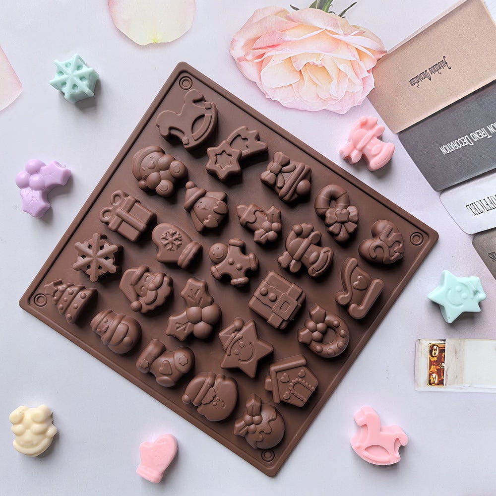 Świąteczna silikonowa foremka na czekoladki – 25 nieprzywierających wgłębień na słodycze i ciasta – tematyczne kształty do majsterkowania