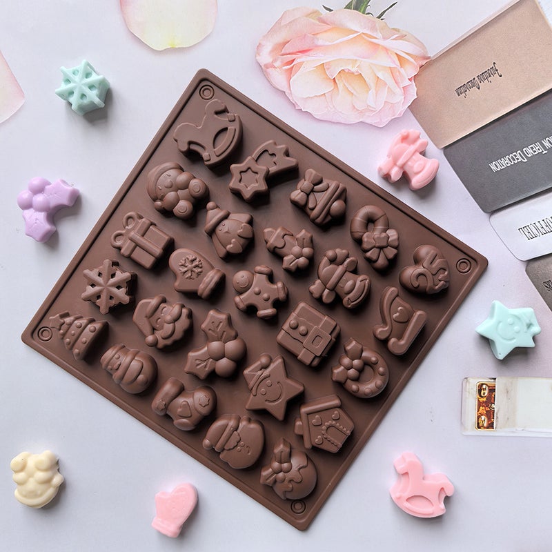 Świąteczna silikonowa foremka na czekoladki – 25 nieprzywierających wgłębień na słodycze i ciasta – tematyczne kształty do majsterkowania