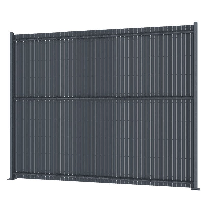 Kit occultant rigides - Lg 2m50 x Ht 1m93 - PVC - gris anthracite - compatible grille Natérial - brise vue - maille 200x55mm - 3
