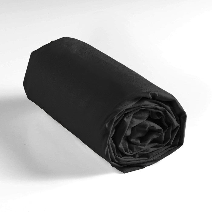 Drap-housse 2 personnes 160 x 200 cm coton 57 fils LINA Noir – Bonnet 30 cm - 4