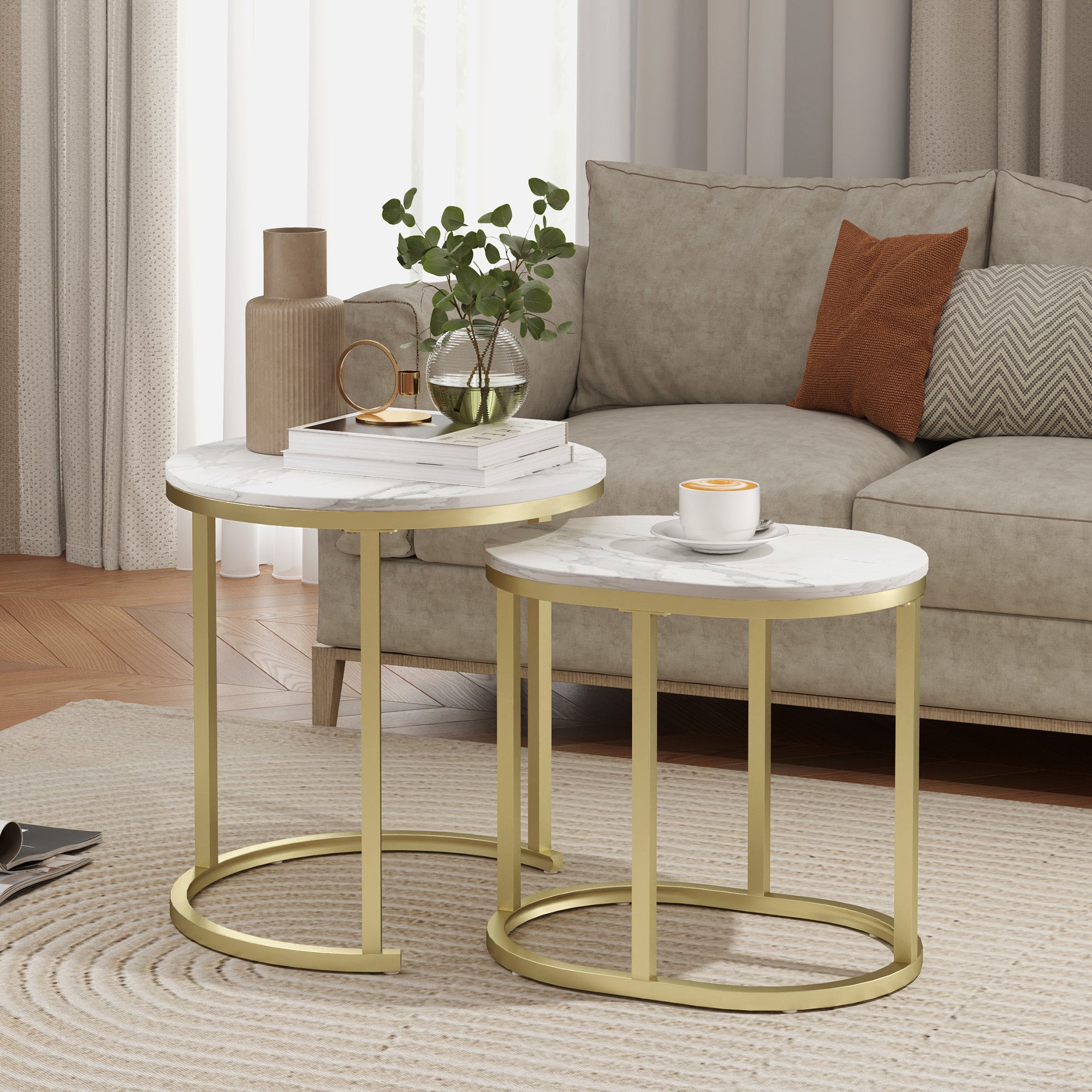 Homcom Mesas Auxiliares Mdf, Acero 50X50x50.5 Cm 839-374V80gd Oro , Leroy Merlin