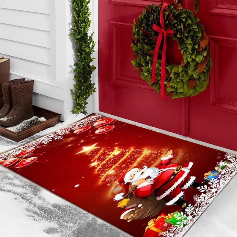 Tapis Rond Noël Motif Père Noël En Velours