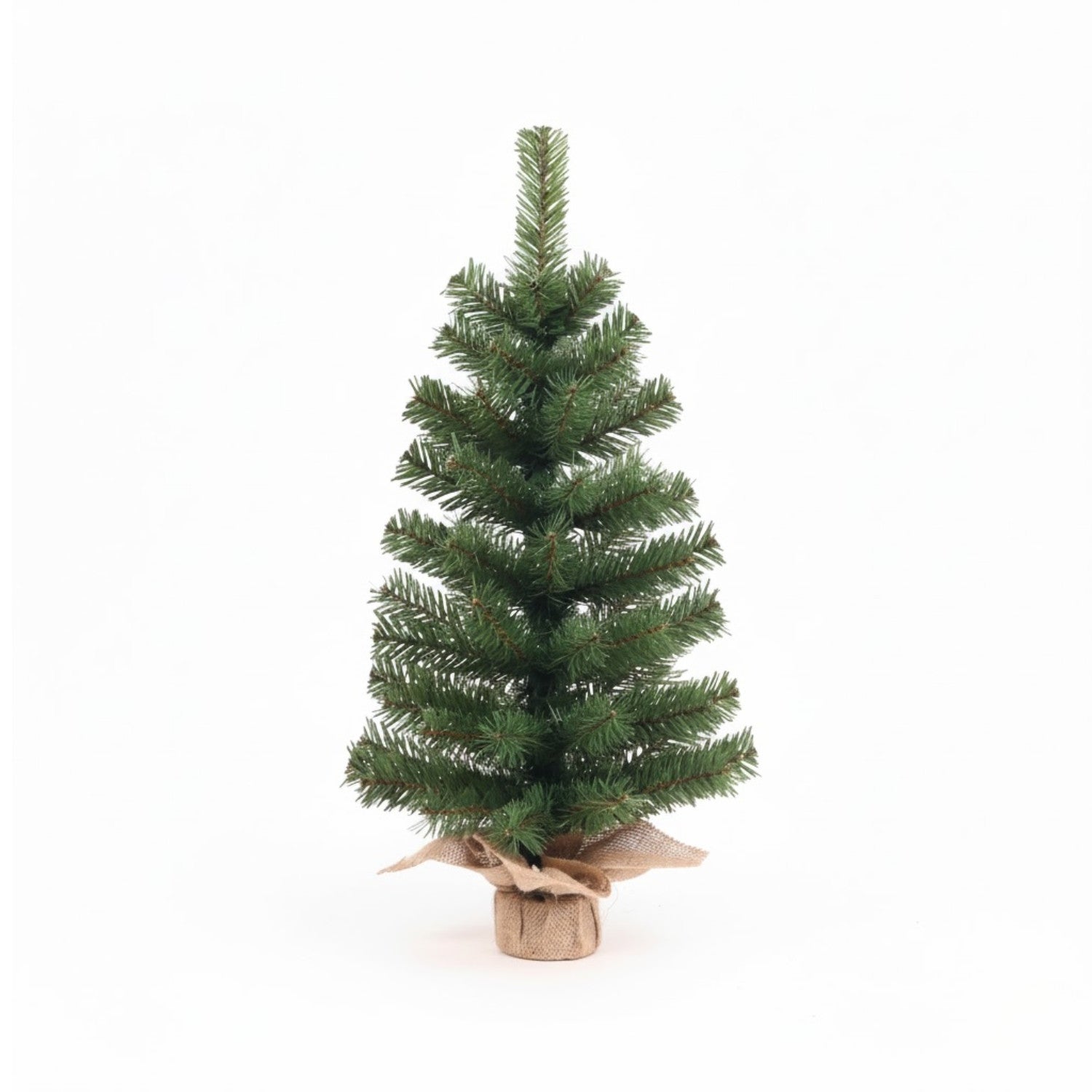 Mini Albero Di Natale WARSCHAU 60 Cm In Tessuto Con Sacco Di Iuta: Abete Natalizio Da Tavolo, Verde, Decorazione Casa