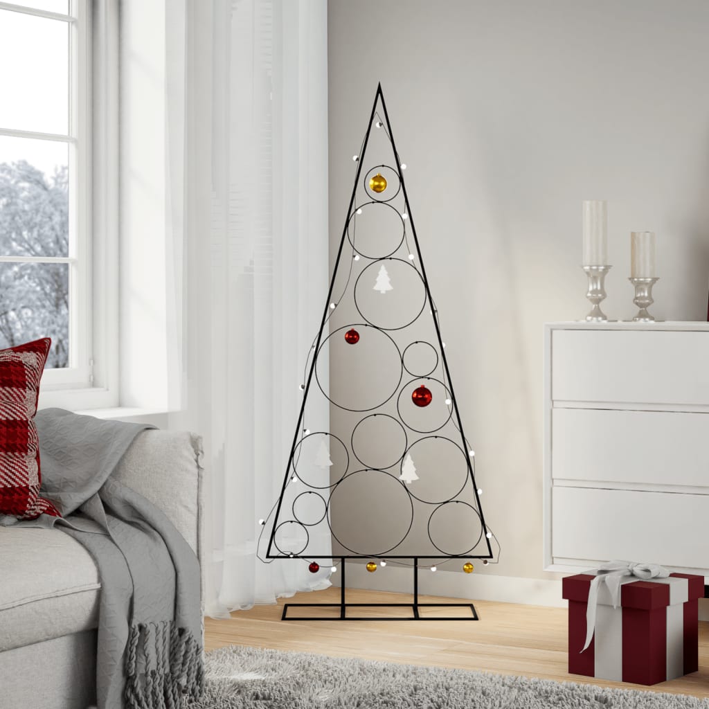 Metalowa choinka świąteczna, do dekoracji, czarna, 150 cm vidaXL