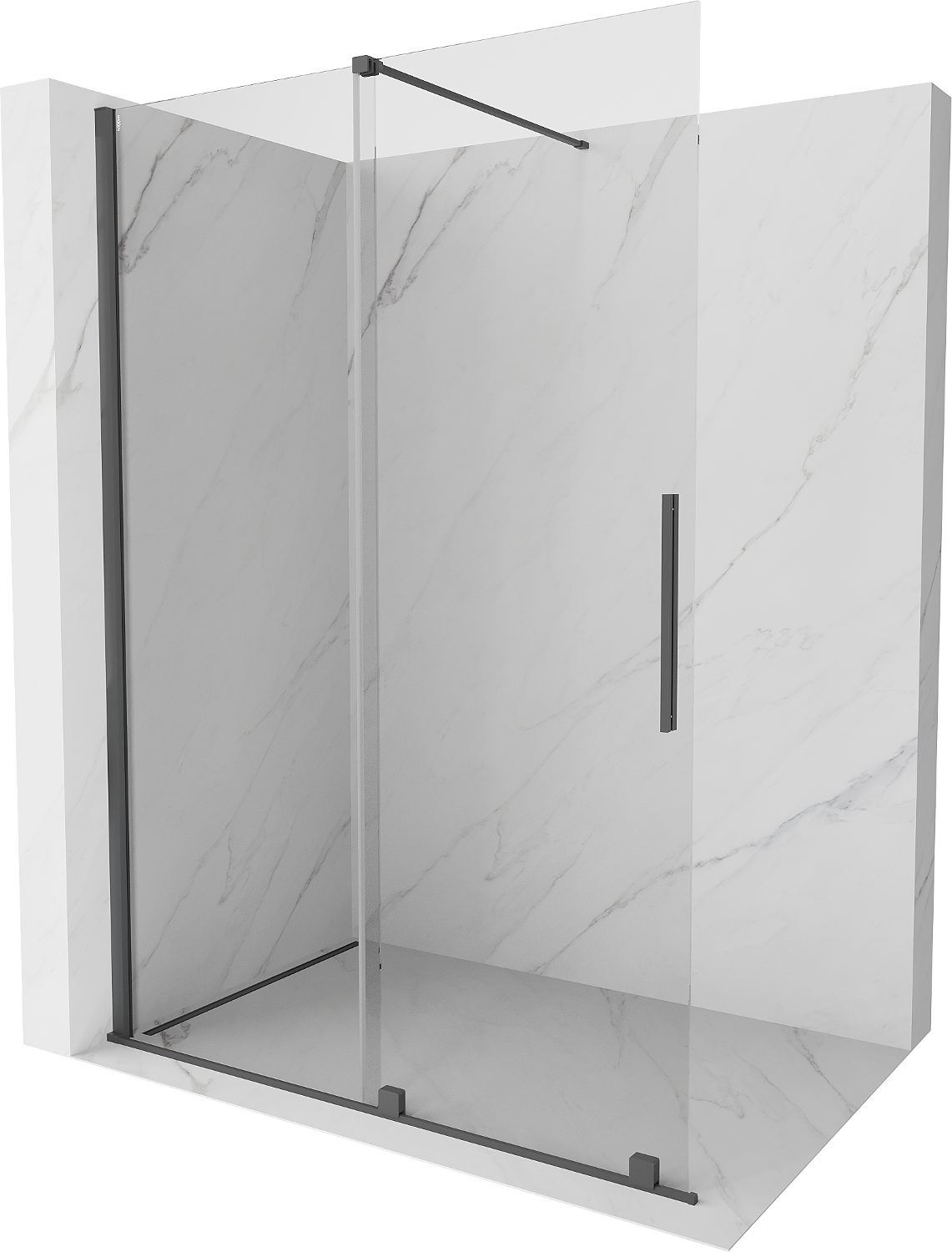 Mexen Velar ścianka prysznicowa rozsuwana Walk-in 150 x 200 cm, transparent 8 mm, gun gray szczotkowany - 871-150-000-03-66