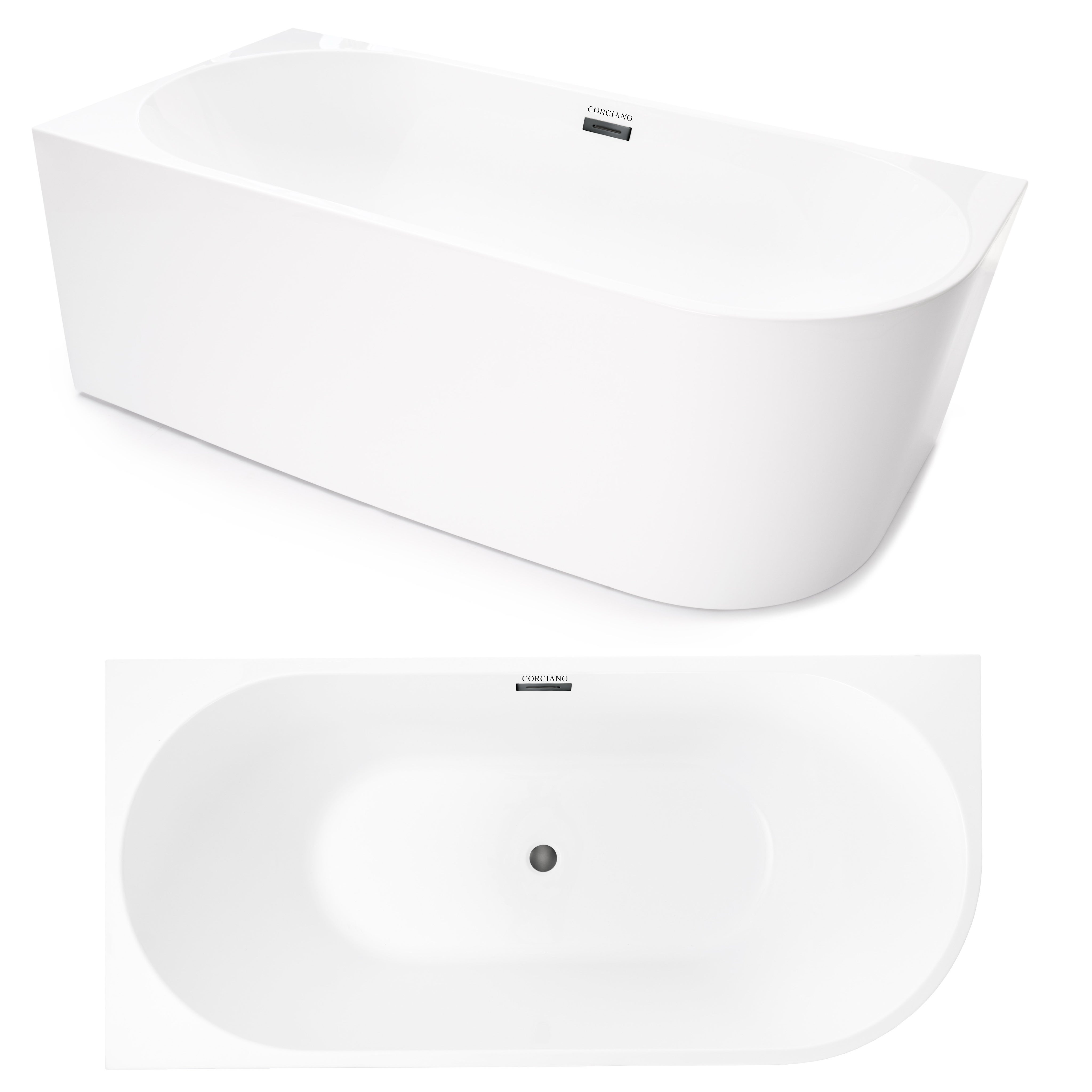 Wanna wolnostojąca RÓŻNE KOLORY przyścienna NAROŻNA CRETE LEWA 170 x 80 cm biała system przelewowy