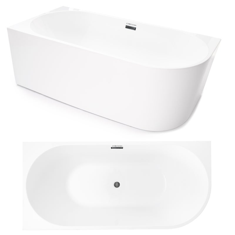 Wanna wolnostojąca RÓŻNE KOLORY przyścienna NAROŻNA CRETE LEWA 170 x 80 cm biała system przelewowy