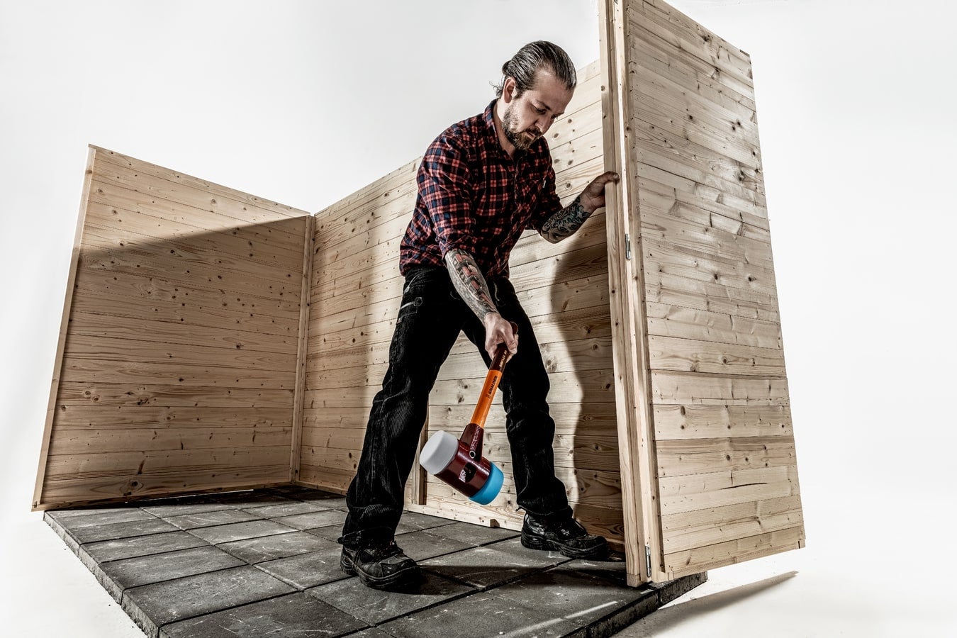 Maillets simplex, avec boîtier en fonte malléable et manche en bois, ø ...