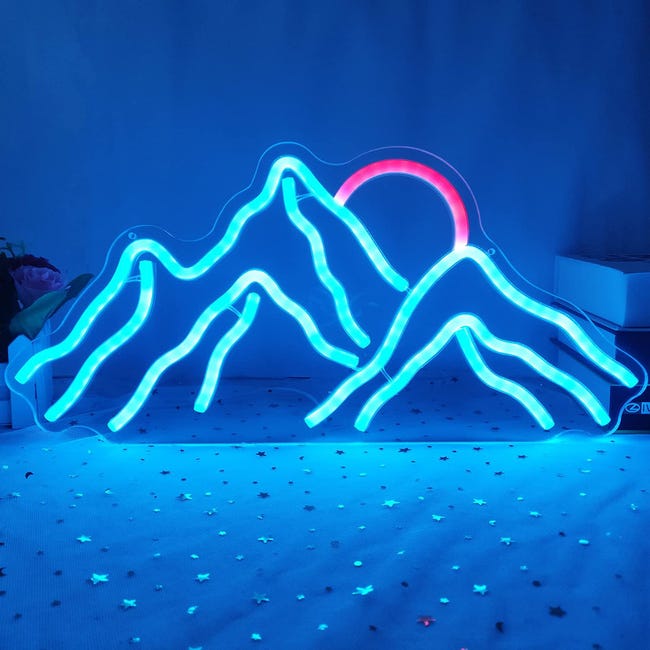 Sol Neon Led Decoración LED de neón Letrero Luminoso de Neón Accesorios de Montaña ...