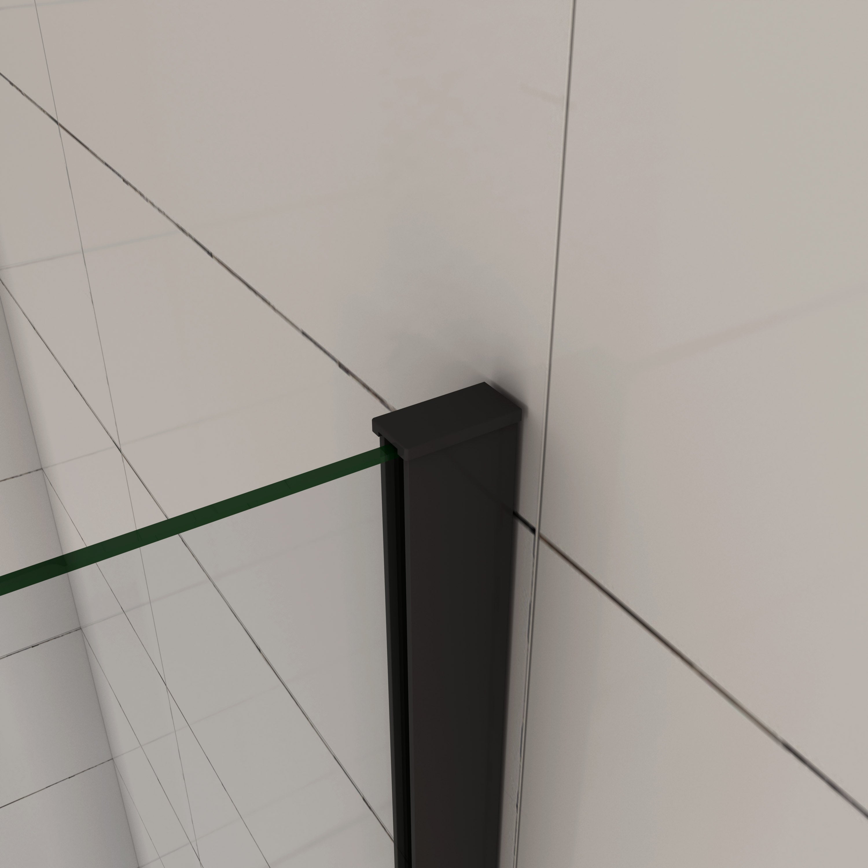 Pare-baignoire fixe - Aluminium noir mat - 70cm - écran de baignoire H.130cm - 5mm verre trempé - 3