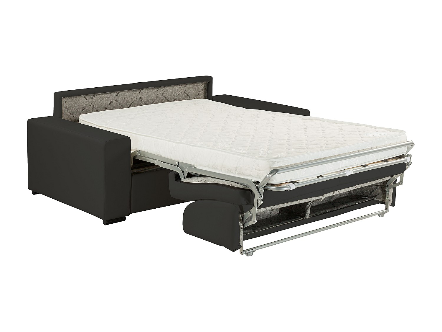 Canapé 3 places convertible express en simili EMIR - Noir - Couchage à lattes larges 140 cm - Matelas 14 cm - 3
