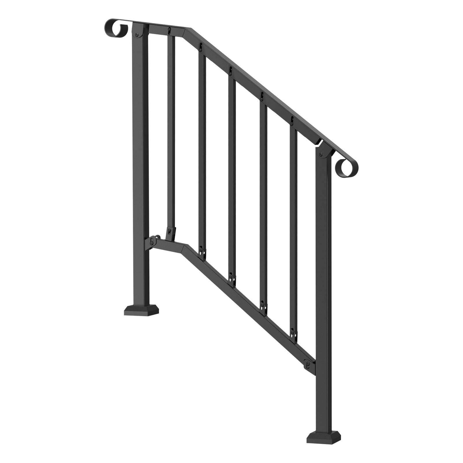 Rampe d’Escalier 2-3 Marches Extérieures,VEVOR Courante Acier Carbone Kit d’Installation,Noir,pour Personnes Âgées,Marches Béton,Porche,Terrasse - 9