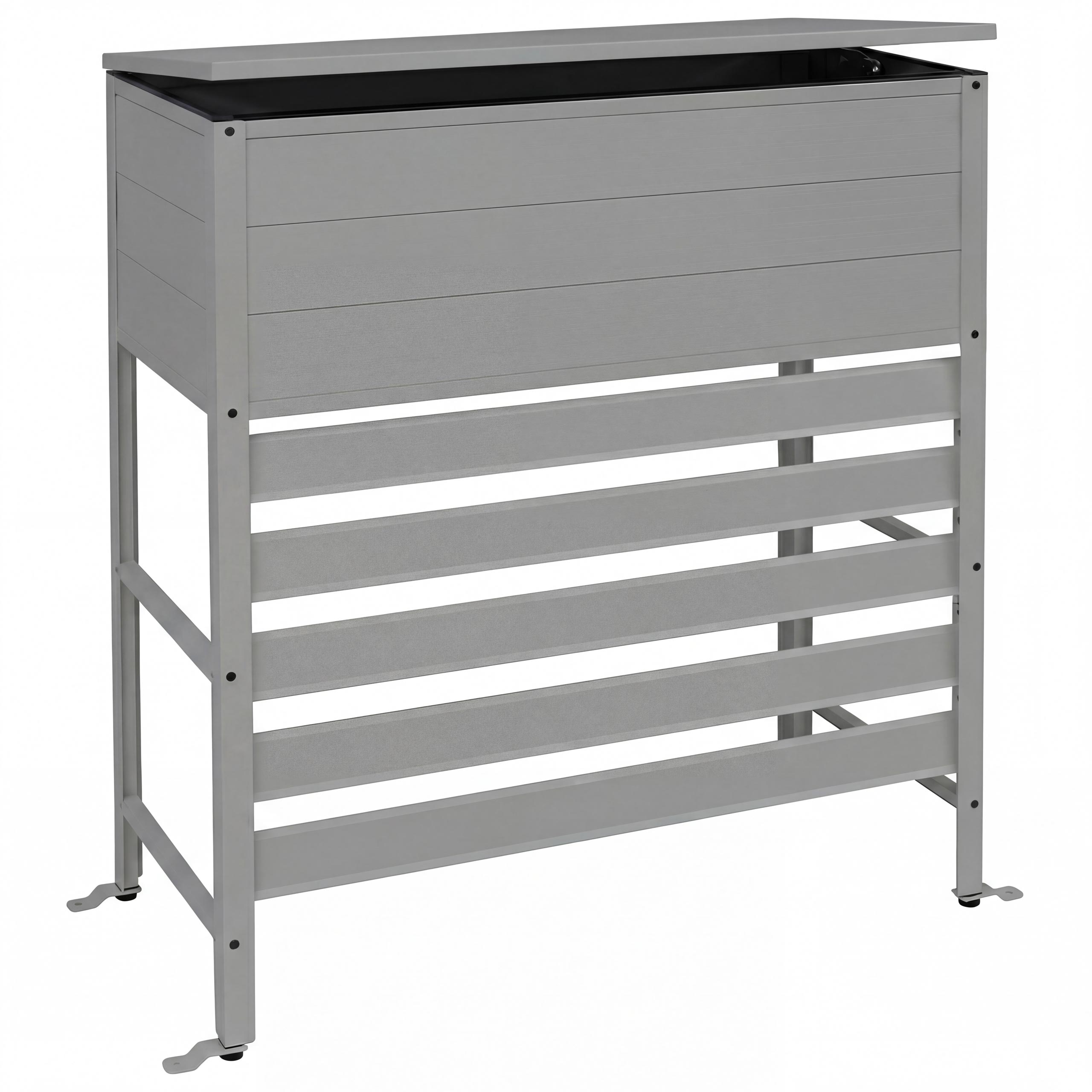 Aluminiowa osłona do klimatyzacji/wymiennika ciepła HWC-P94, pokrywa skrzynki do przechowywania 110 x 96 x 43 cm ~ szara
